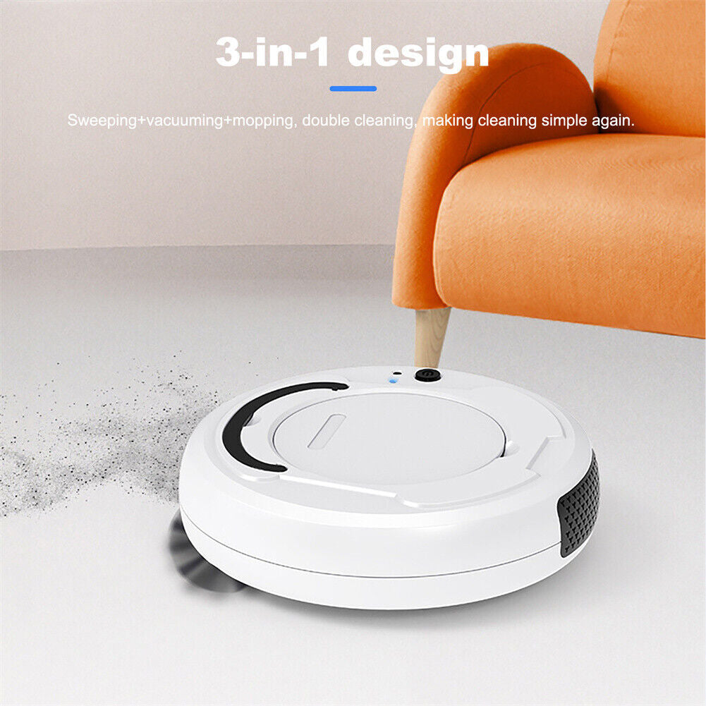 Smart 3-in-1 Robotic Vacuum Cleaner – Slim Design, USB Charging, 90-Min Runtime