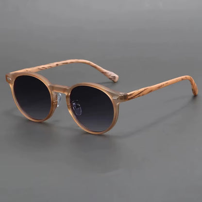 Oulylan Frosted Imitation Wood Frame Circle Sunglasses Women Men Vintage Sun Glasses Retro Style Eyewear UV400 Shades