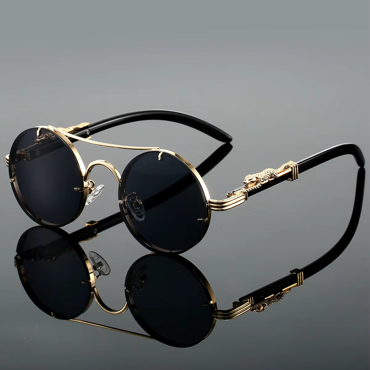 Vintage Round Sunglasses - Double Bridge Retro Luxury Design