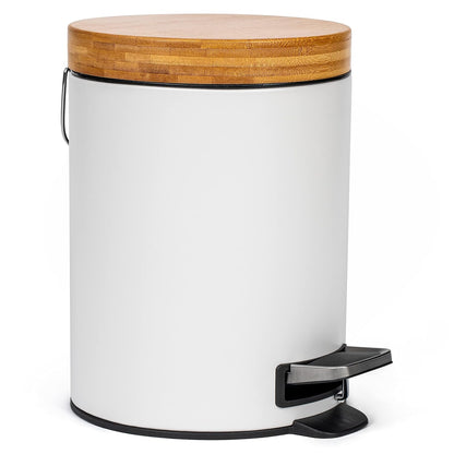 3L Designer Bathroom Bin | Superior Bamboo | Soft Closing | Anti-Finger | Taupe (Bright)