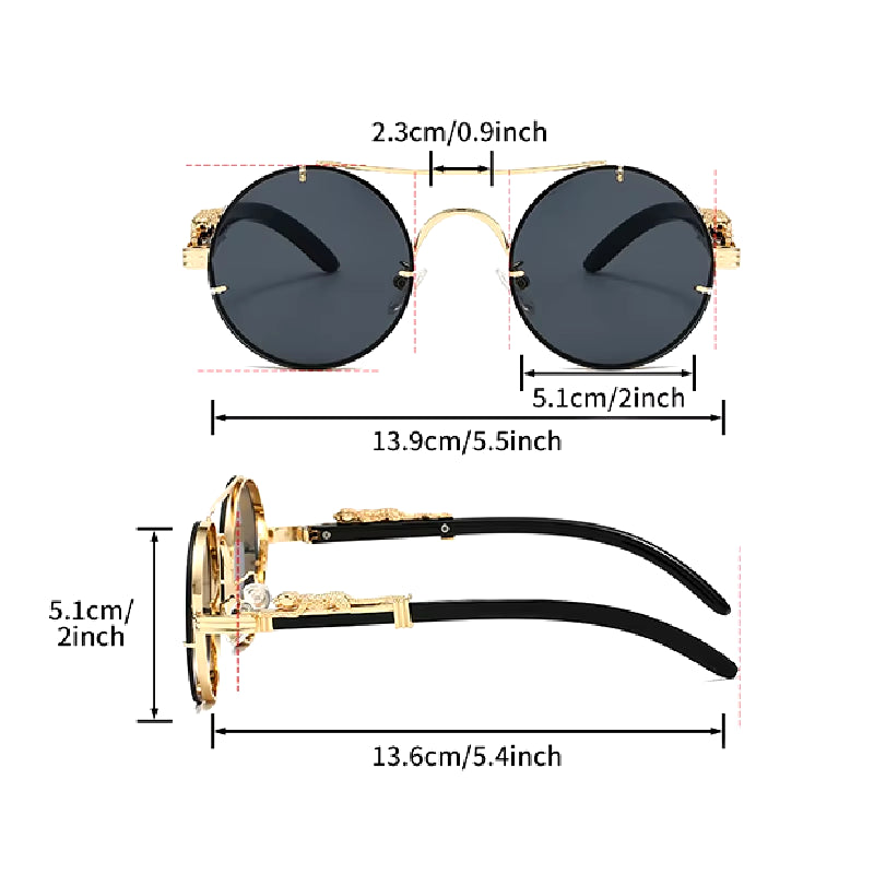 Vintage Round Sunglasses - Double Bridge Retro Luxury Design