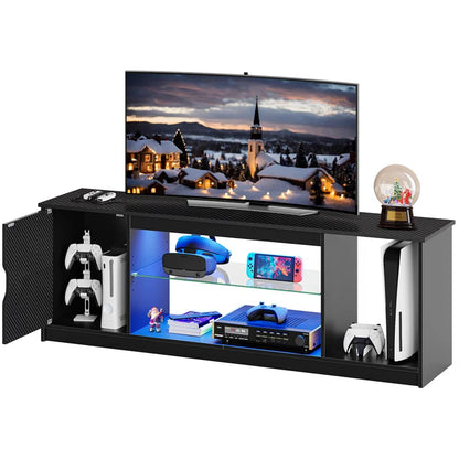 Nabria Media Console, LED TV Stand for 65 Inch TV, Gaming Entertainment Center with Glass Shelf