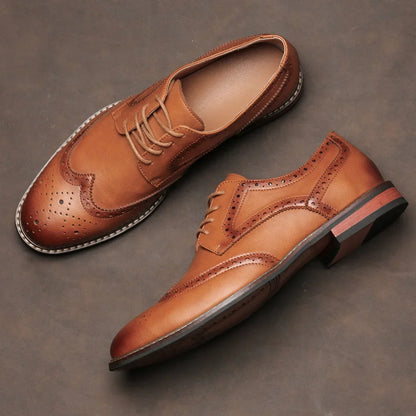 Men’s Classic Brogue Leather Dress Shoes – Formal Wedding & Social Footwear (Size 7–13)