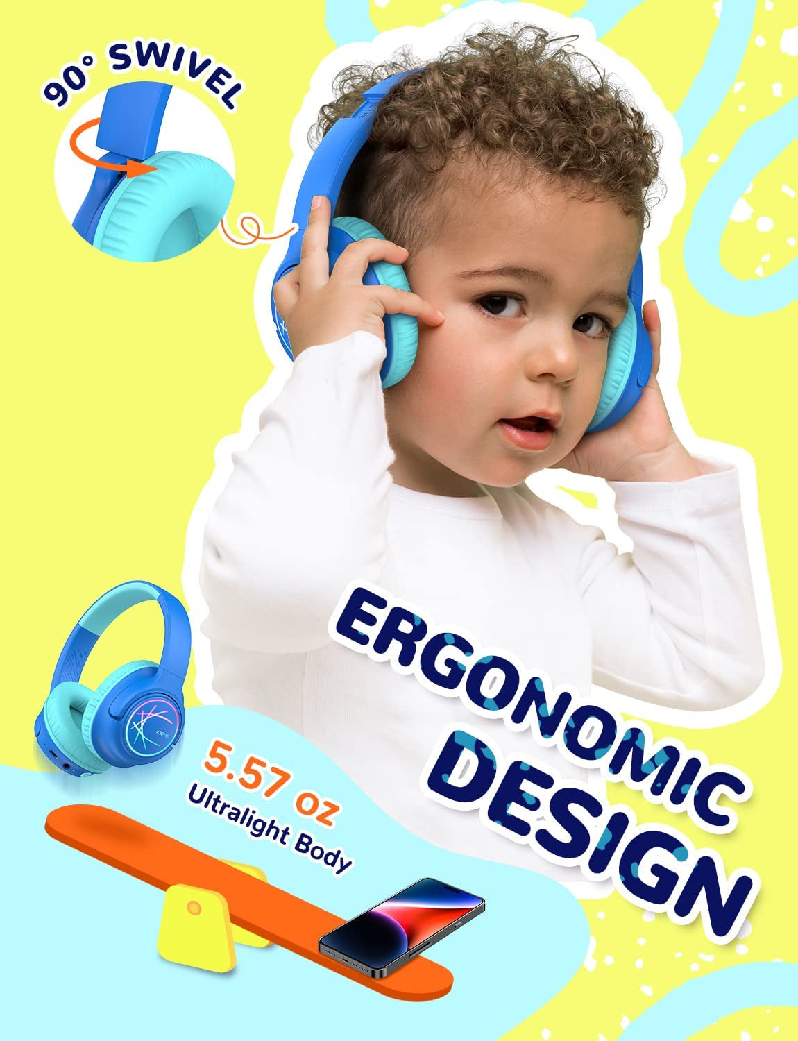 iClever Kids Wireless Headphones with LED Lights – Safe, Fun, and Built for Kids