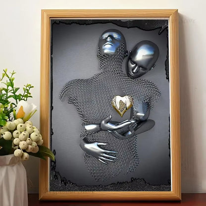 Romantic Abstract Metal Figure Statue - Art Wall Decor for Game Room, Kawaii HD Poster - No Frame