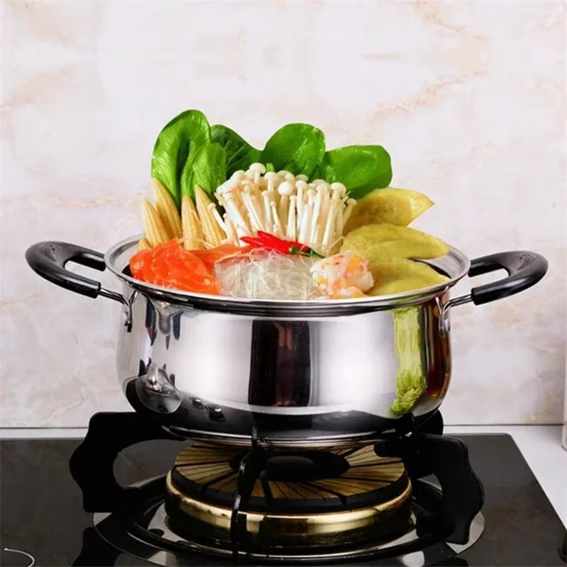 Stainless Steel Double Bottom Soup Pot | Non-Magnetic Multi-Purpose Non-Stick Pot for Gas Cooking