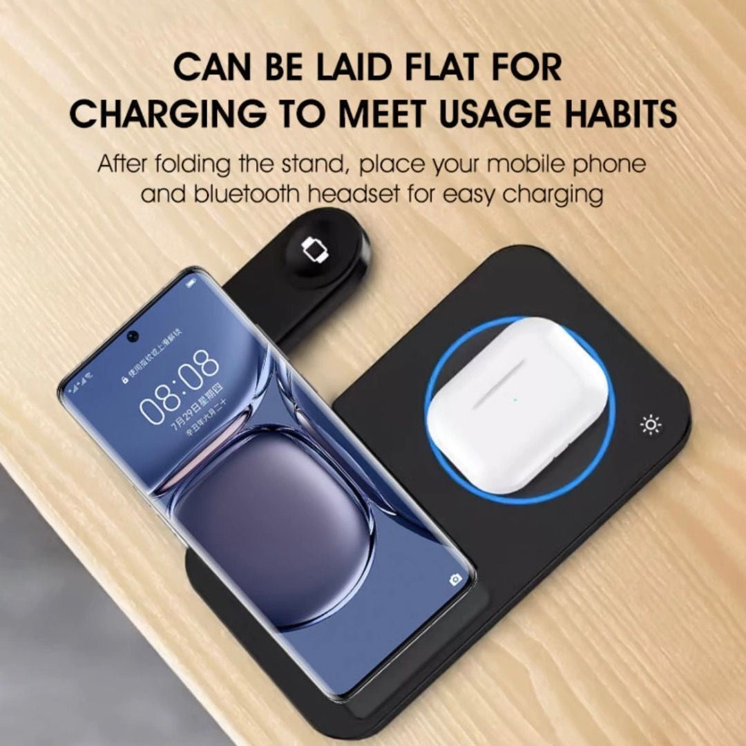 3-in-1 Fast Wireless Charging Station | Foldable Charger Dock for iPhone 16/15/14, Apple Watch & AirPods