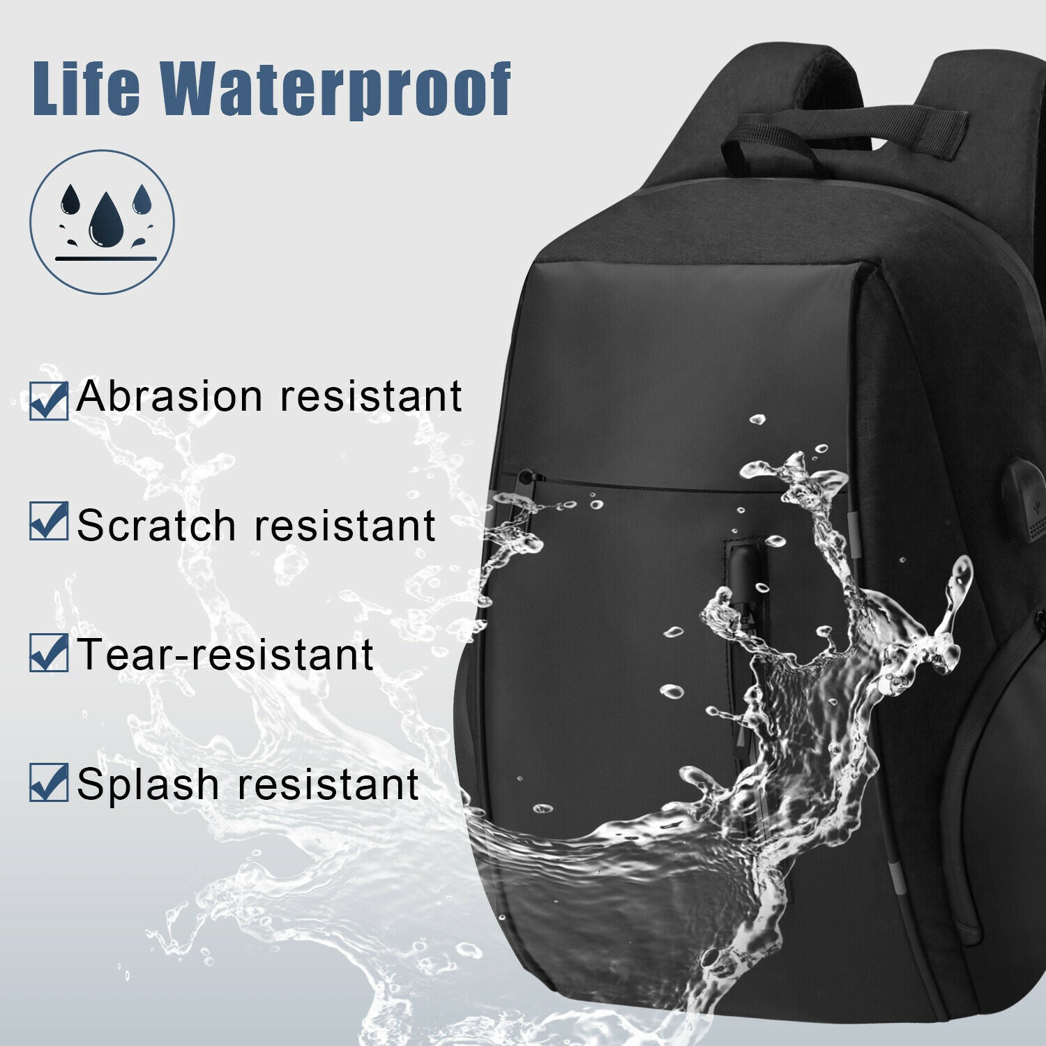 Unisex Laptop Backpack - Anti-Theft, USB Port, Waterproof Travel & Business Bag