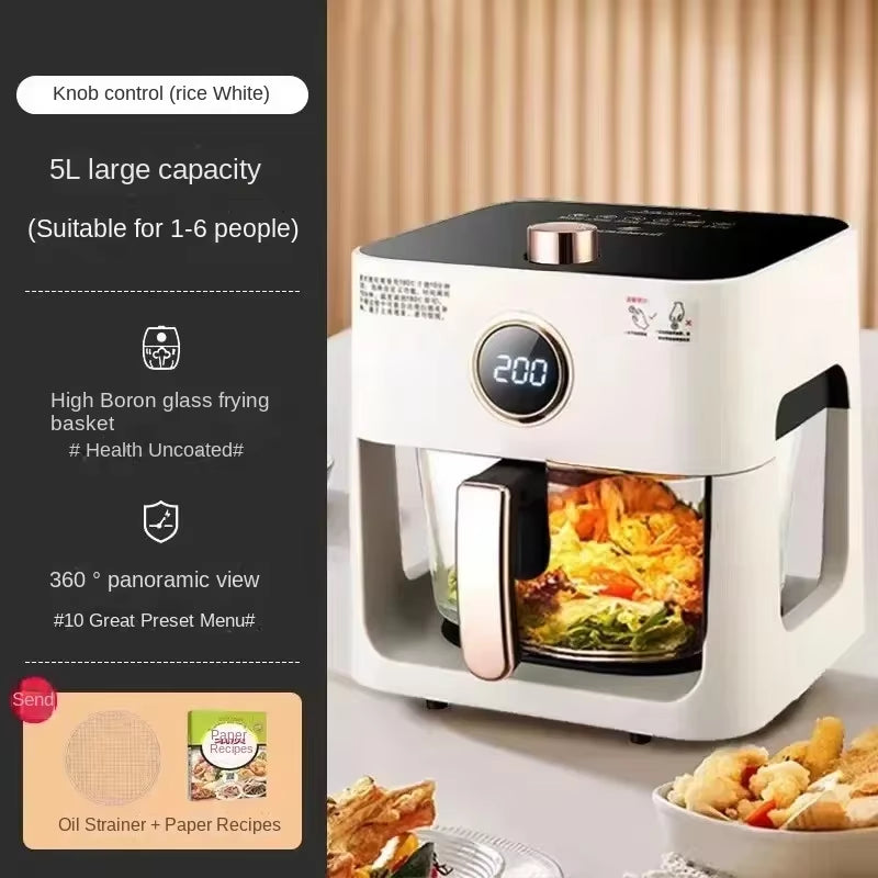 Large-Capacity Air Fryer | Multi-Functional Electric Oven with Visual Window | Household Cooking Appliance