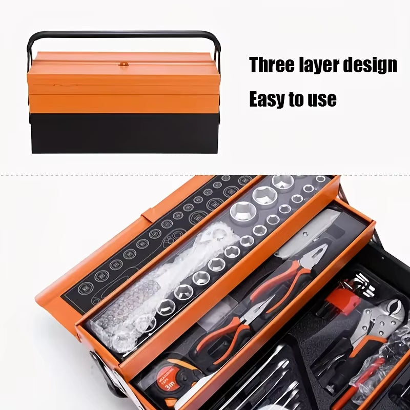 Bicycle Repair Kit, Triple Stack Multi-Function Repair Kit Portable Metal Kit Home Repair Kit Socket Wrench Set