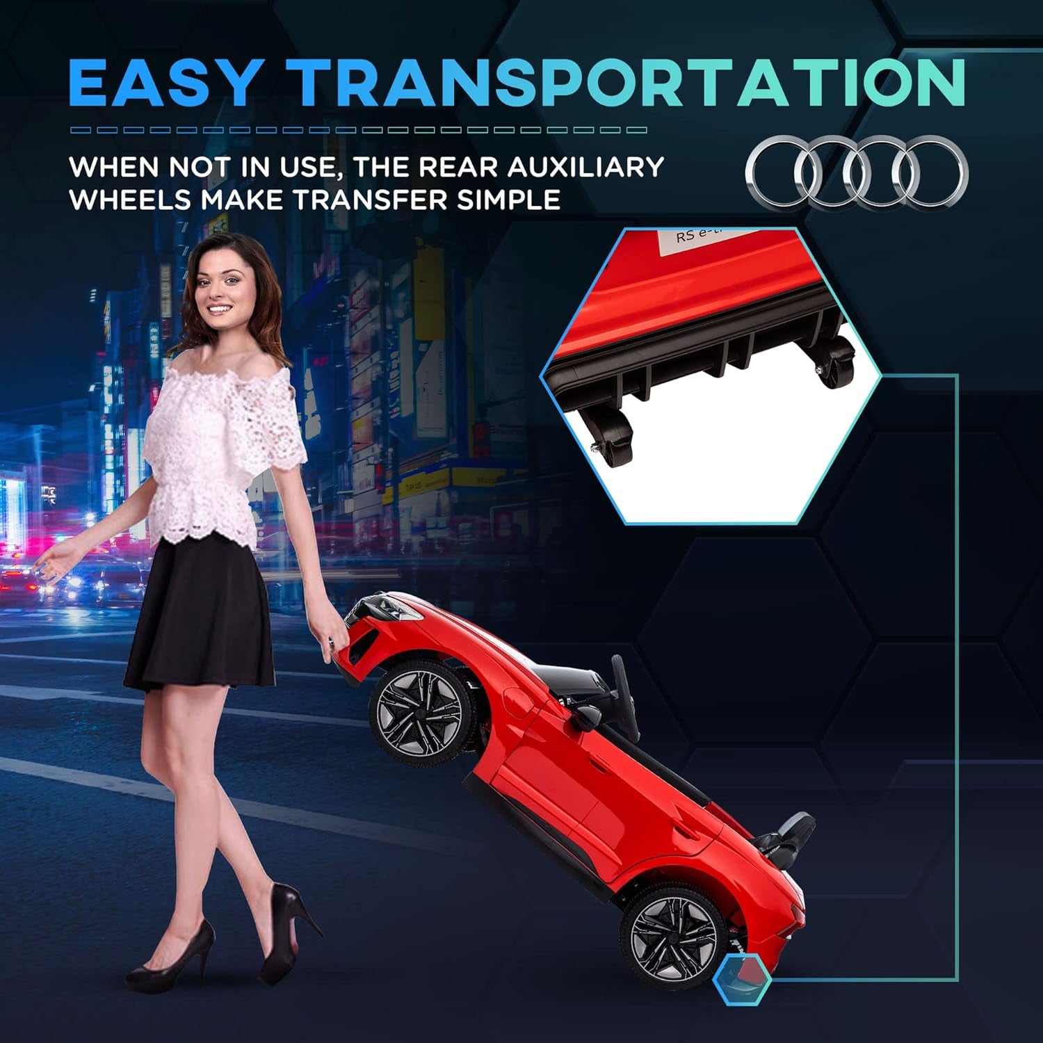 Audi RS E-Tron GT Licensed Electric Cars for Kids Electric Ride-Ons 12V Battery Powered Toy W/Remote Control Music, for 3-5 Years, Red