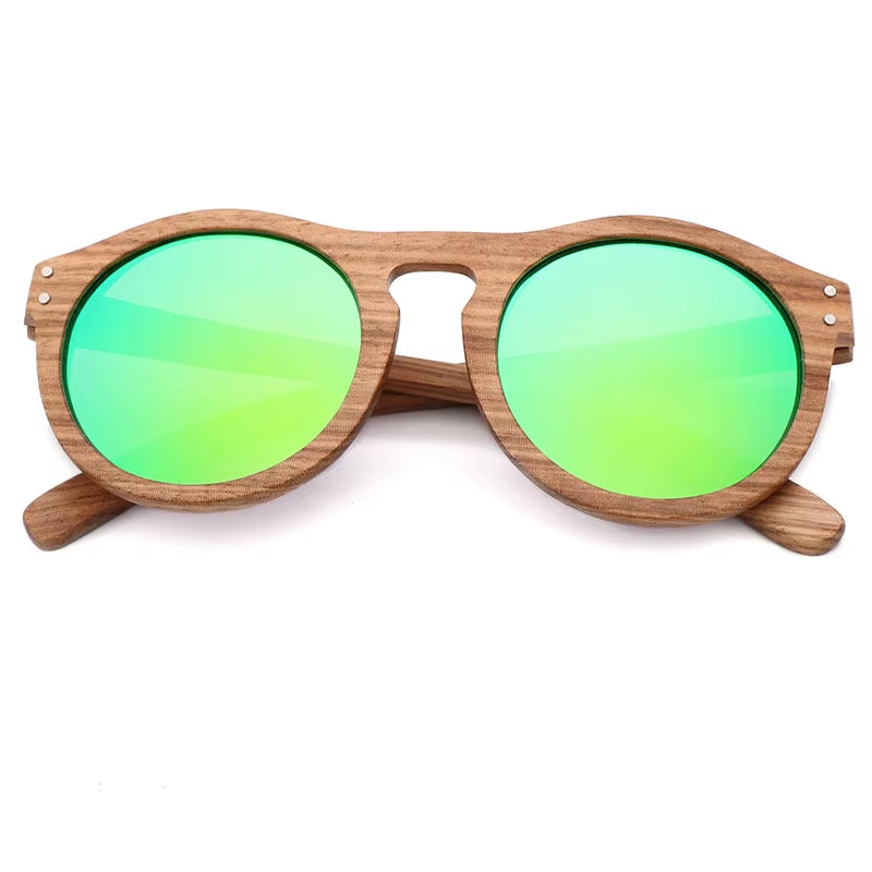 Zebra Wood Sun Glasses Women round Wooden Sunglasses Men Polarized Lenses Driving UV400 Gafas De Sol