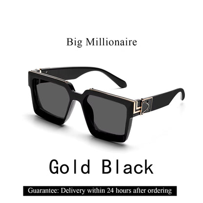 Ruiao Retro Black Millionaire Shades Luxury Sunglasses 2024 Designer Square Sunglasses for Men and Women