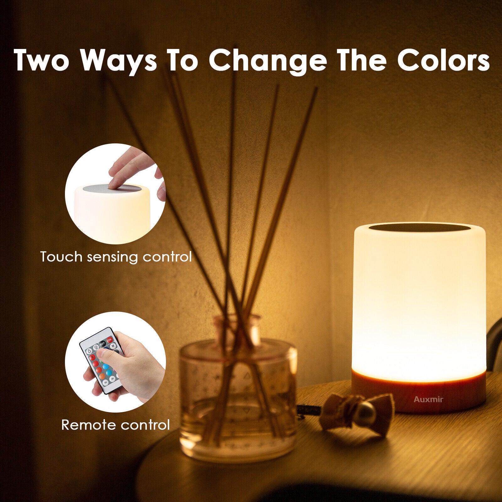 Night Light LED Touch Bedside Table Lamp Multi-Color Dimmable Chargeable