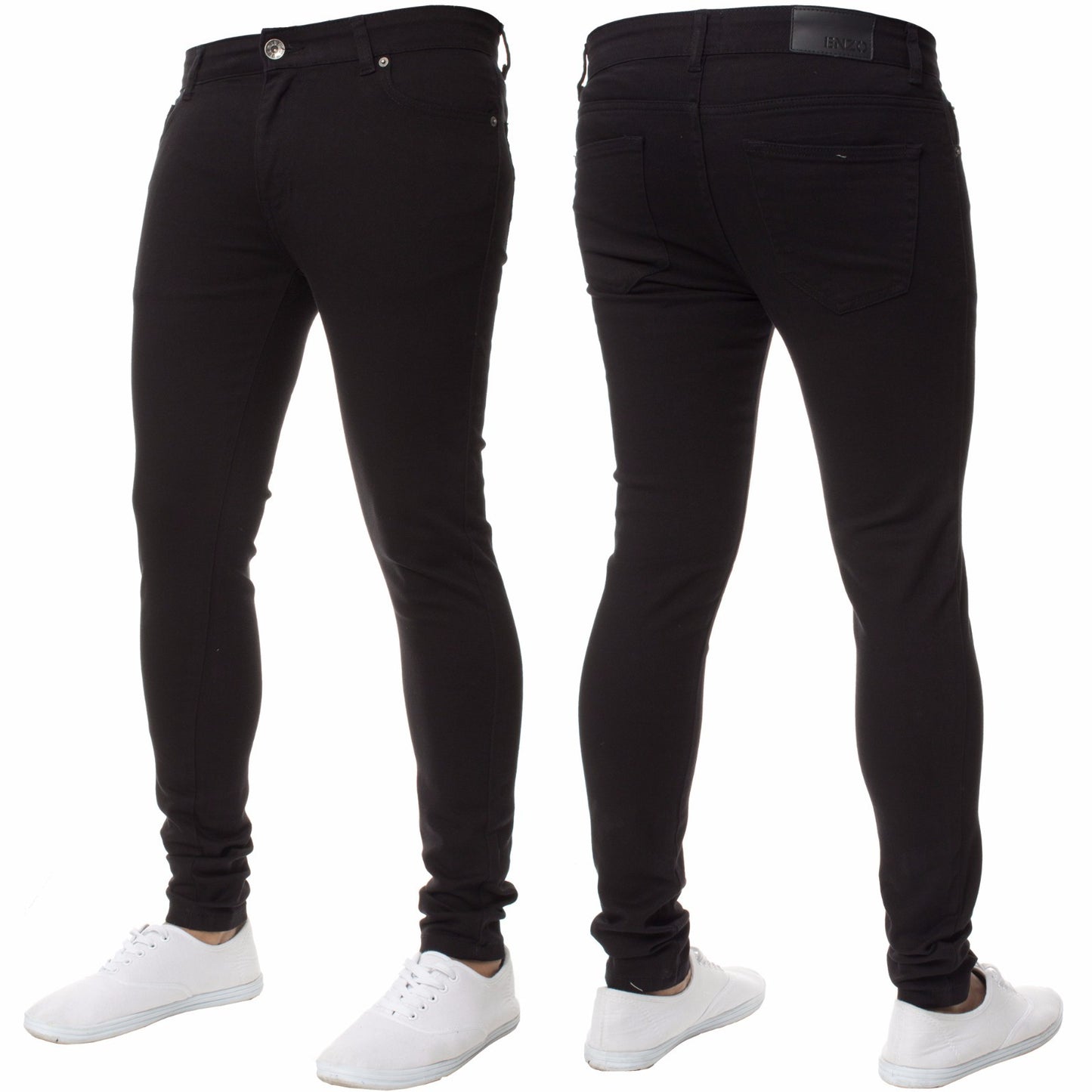 Enzo Mens Skinny Jeans Slim Fit Super Stretch Flex Denim Trouser Pants All Waist