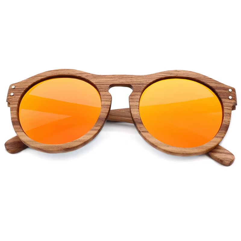 Zebra Wood Sun Glasses Women round Wooden Sunglasses Men Polarized Lenses Driving UV400 Gafas De Sol