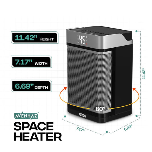 Fast Heating Electric Ceramic Space Heater with 90° Oscillation and Temperature Control – 1500W