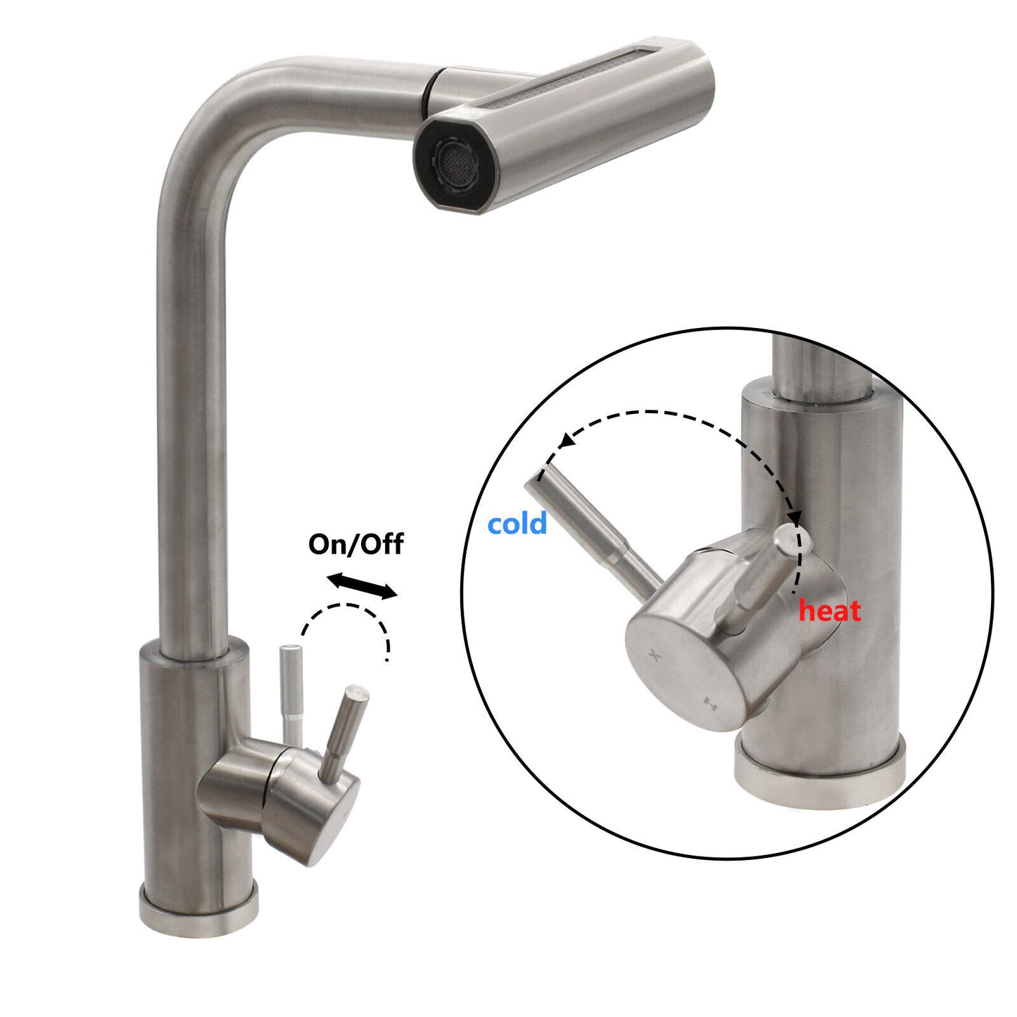 Kitchen Sink Mixer Taps 4 Mode Pull Out Spout Spray Single Lever Modern Mono Tap