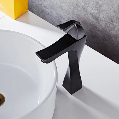 New Design Basin Faucet Black and Chrome Bathroom Sink Faucet Single Handle Basin Taps Deck Wash Hot Cold Mixer Tap Crane