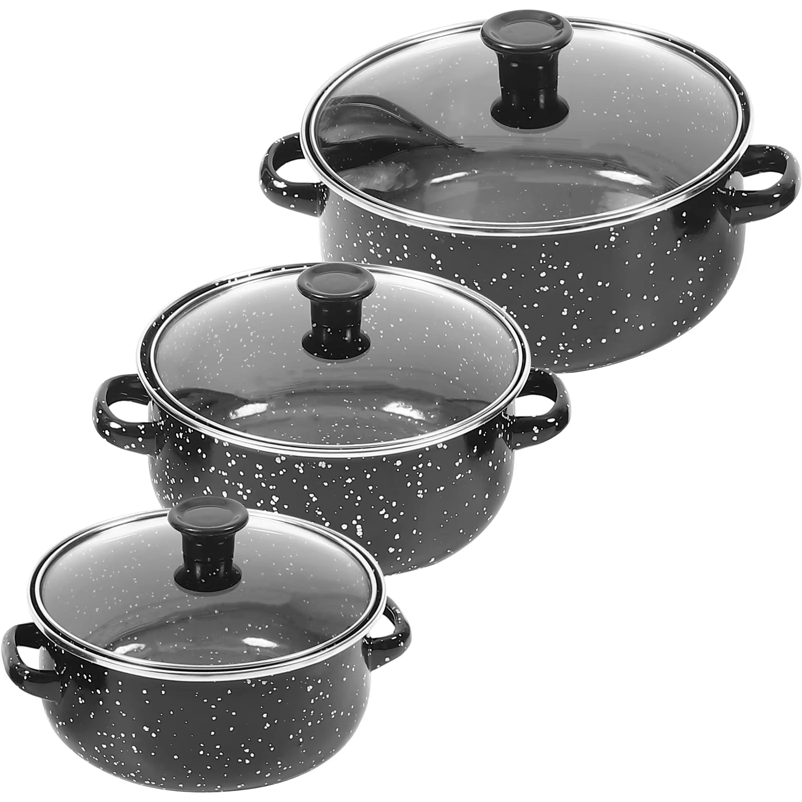 Mini Enamel Soup Pot with Handles – Small Boiling Sauce Pan for Stove Top Cooking