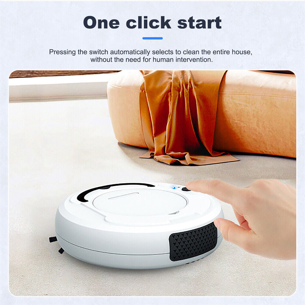 Smart 3-in-1 Robotic Vacuum Cleaner – Slim Design, USB Charging, 90-Min Runtime