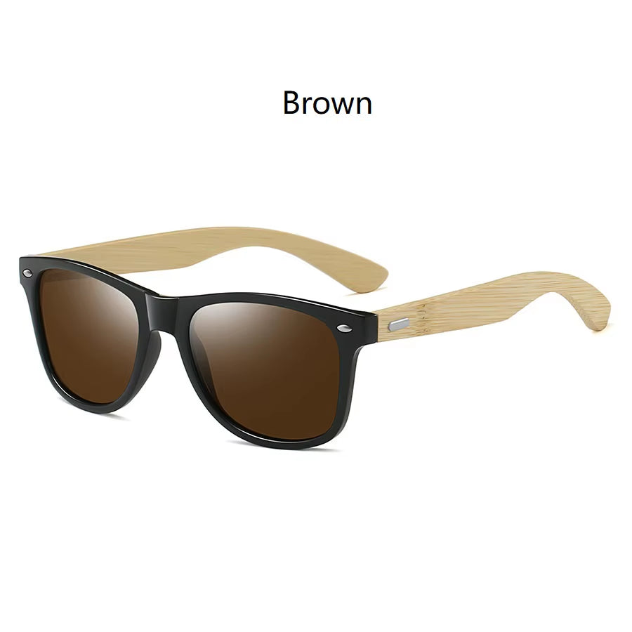 Bamboo Wood Vintage Square Sunglasses Men Women Luxury Brand Designer Sun Glasses Wooden Driving Fishing UV400 Eyewear