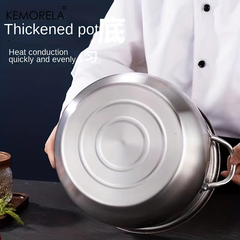 1Pc Stainless Steel Soup Pot – Large Capacity Noodle & Stew Pot for Chicken Soup, Universal for Induction & Gas Stove