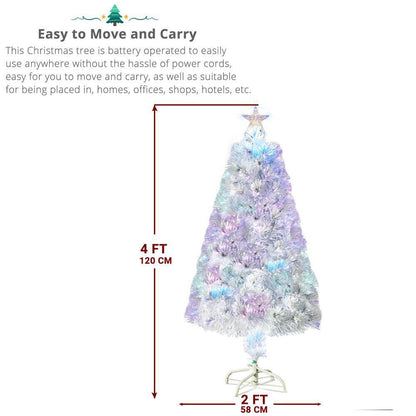 3/4Ft Christmas Trees Fibre Optic Pre-Lit Xmas Tree with Stand Top Star Decor