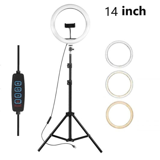 14Inch LED Selfie Live Makeup Ring Light with 1.7Meter Tripod Stand Phone Holder