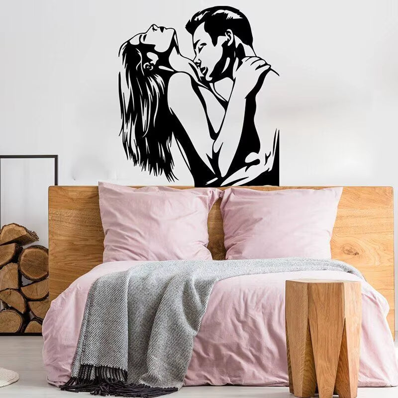 Modern Sexy Kiss Man Woman Girl Wall Sticker - Bedroom Naked Couple Romantic Wall Decal for Living Room and Couple Room Decor