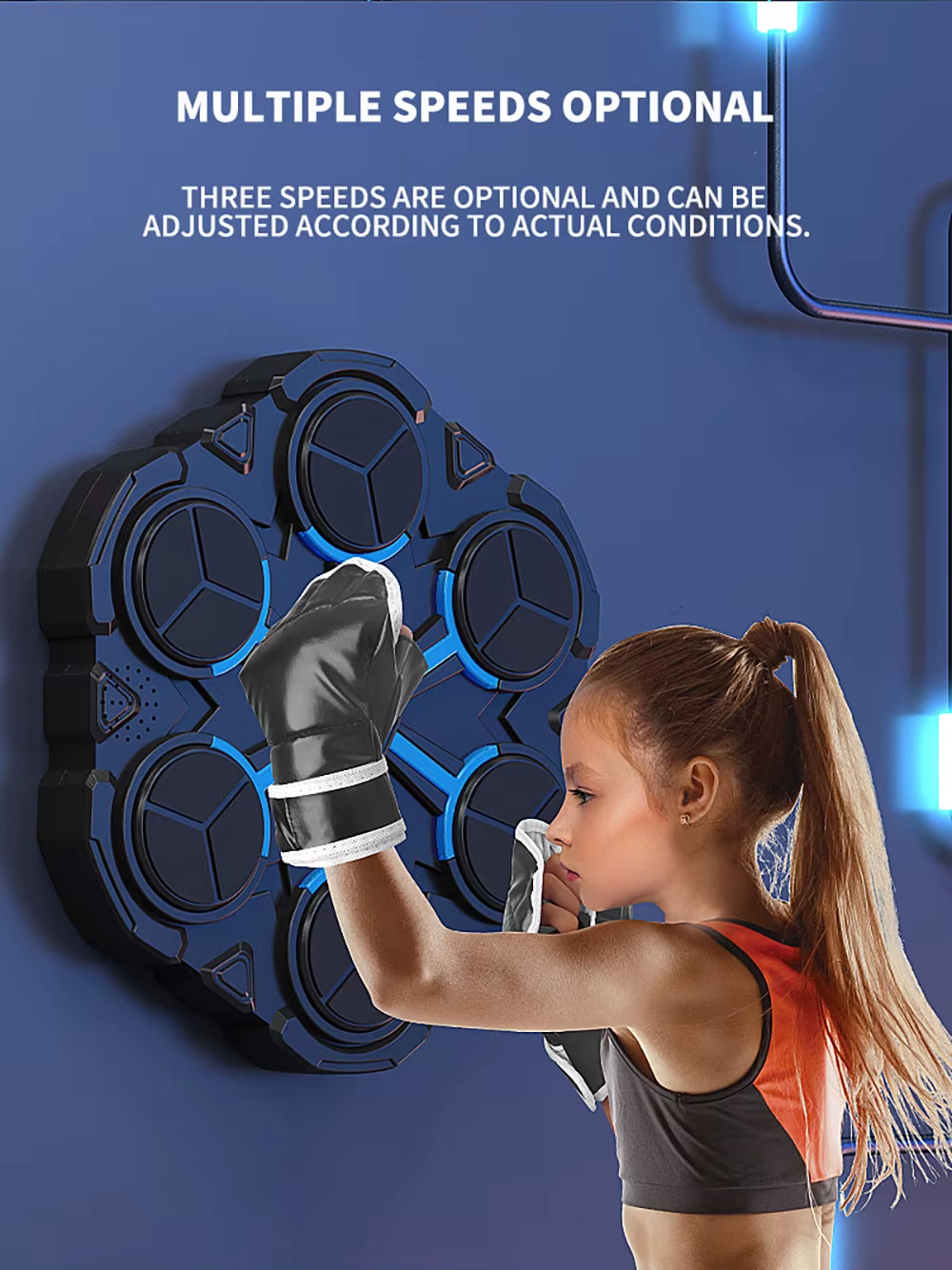 Smart Music Boxing Machine – Wall-Mounted Bluetooth Boxing Trainer with Gloves, LED Rhythm Lights & Adjustable Training Modes