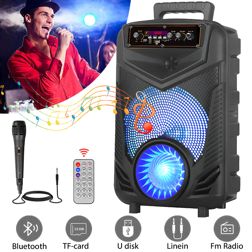 Portable Bluetooth Speaker Subwoofer with Bass Sound System for Parties – Comes with Mic