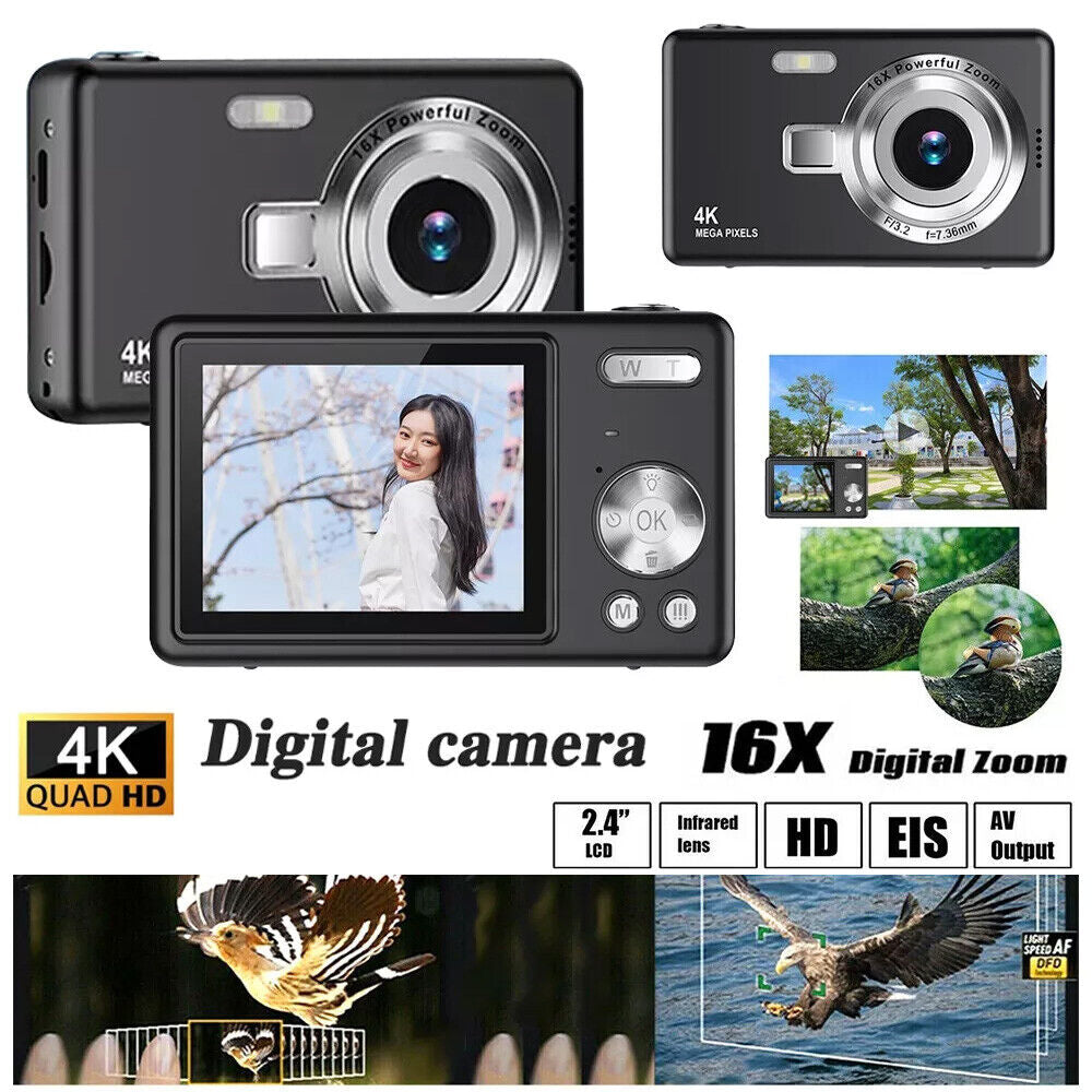 FHD 1080P Digital Camera, 50MP, 2.4” LCD Screen, 16X Zoom, Anti-Shake - Compact & Portable