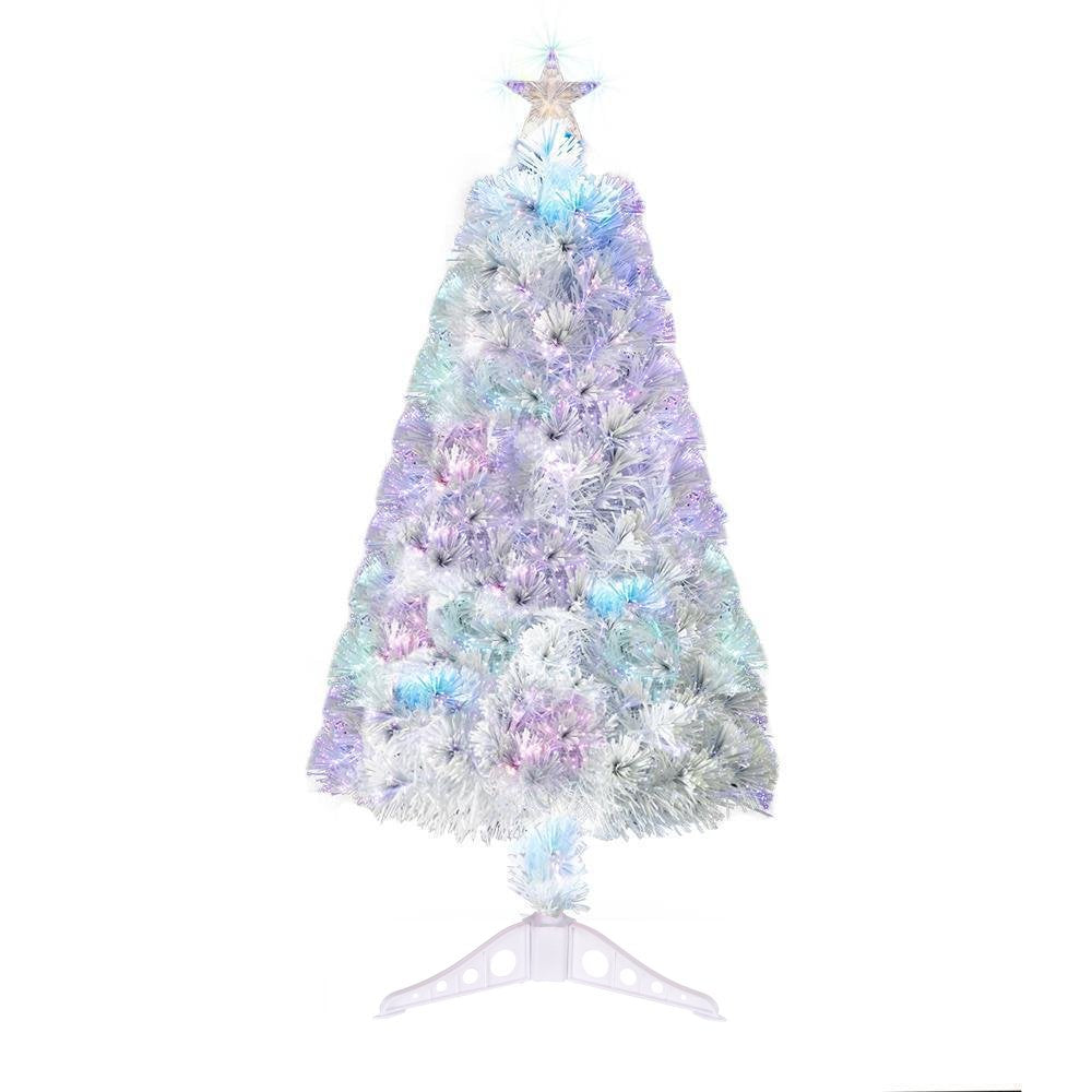 3/4Ft Christmas Trees Fibre Optic Pre-Lit Xmas Tree with Stand Top Star Decor