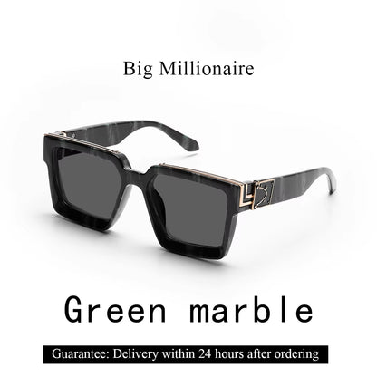 Ruiao Retro Black Millionaire Shades Luxury Sunglasses 2024 Designer Square Sunglasses for Men and Women