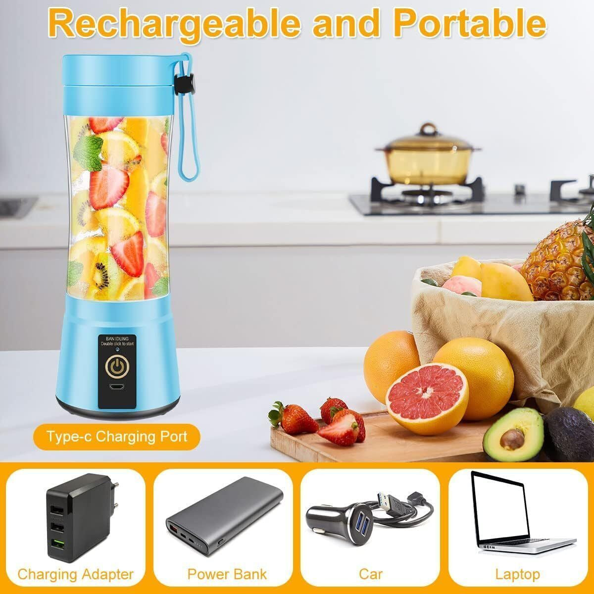 Mini Portable Electric Juice Maker Blender Smoothies Juicer Fruit Machine 380ML