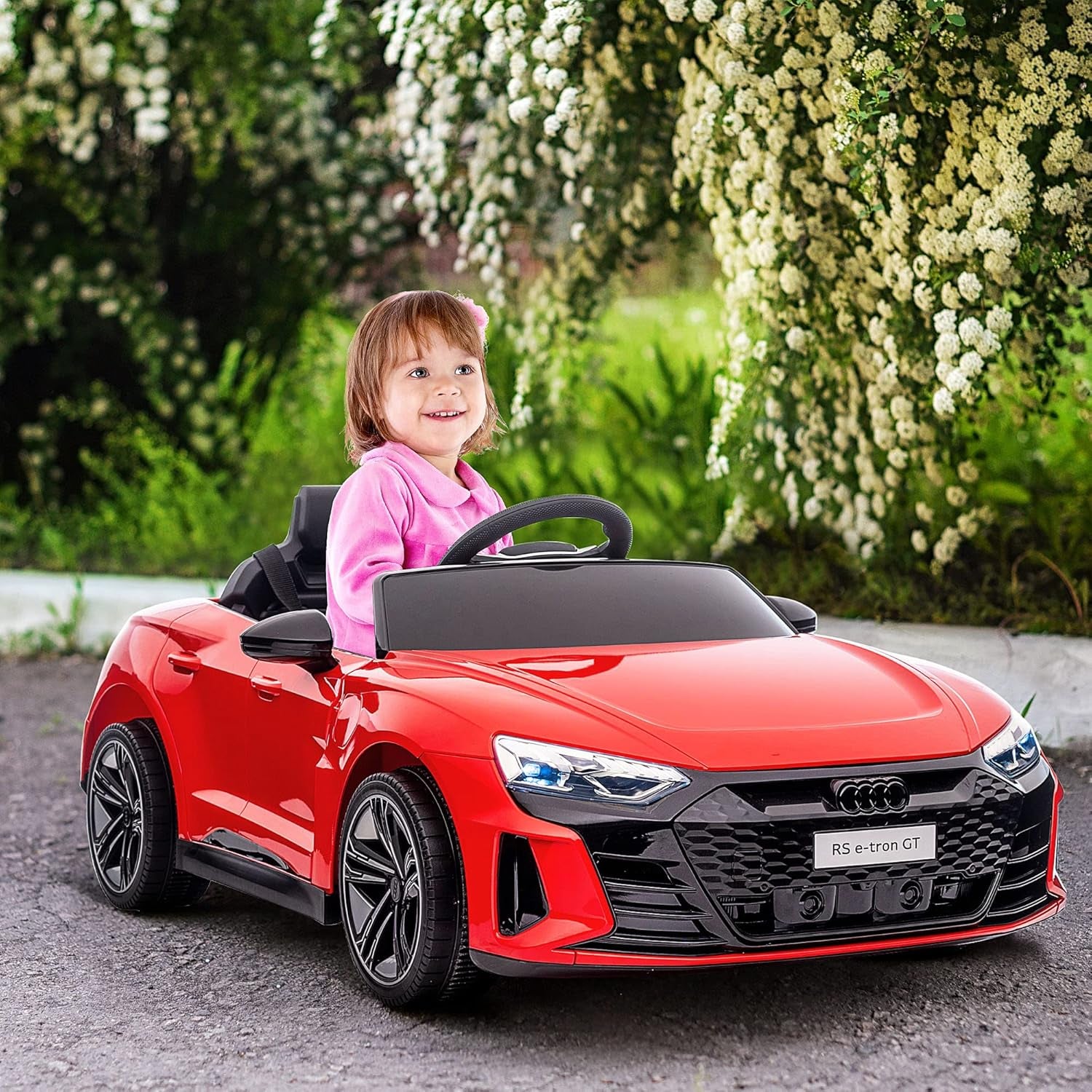 Audi RS E-Tron GT Licensed Electric Cars for Kids Electric Ride-Ons 12V Battery Powered Toy W/Remote Control Music, for 3-5 Years, Red