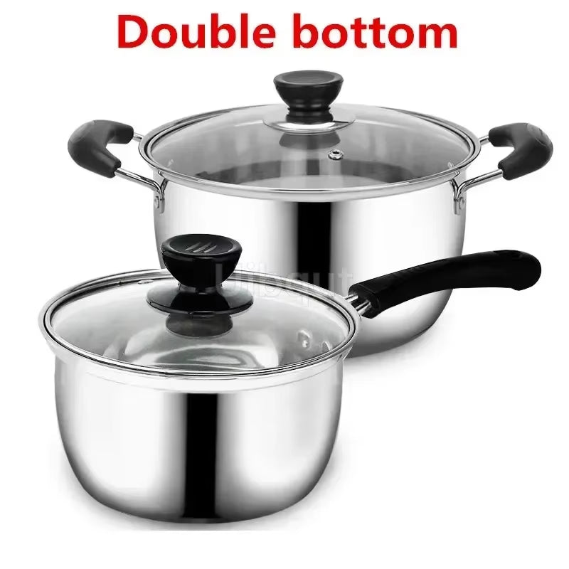 Stainless Steel Double Bottom Soup Pot | Non-Magnetic Multi-Purpose Non-Stick Pot for Gas Cooking