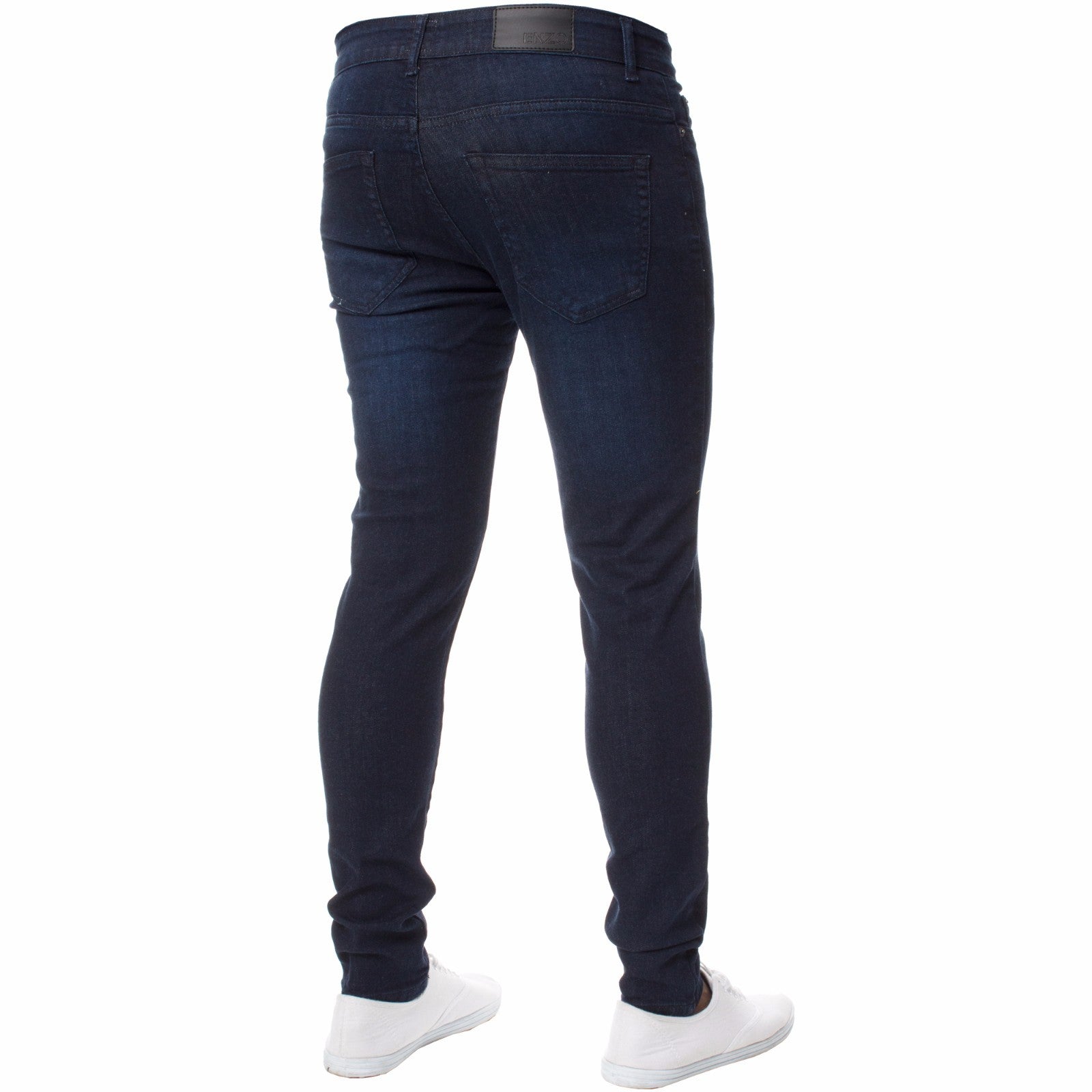 Enzo Mens Skinny Jeans Slim Fit Super Stretch Flex Denim Trouser Pants All Waist