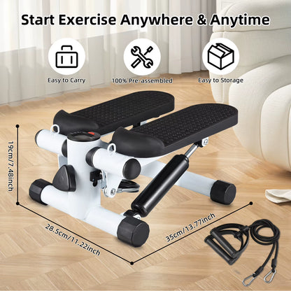 Mini Stepper for Home Exercise with Resistance Bands and LCD Display – 100Kg Capacity