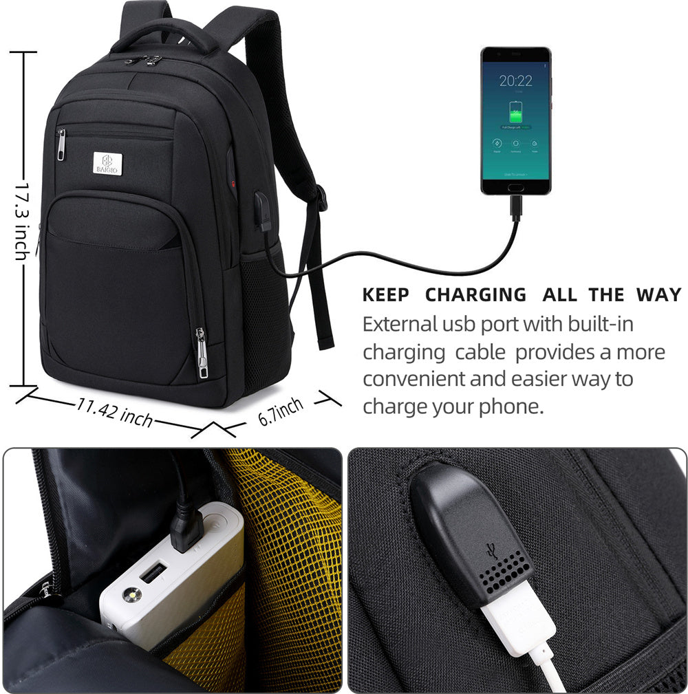 Unisex Laptop Backpack - Anti-Theft, USB Port, Waterproof Travel & Business Bag