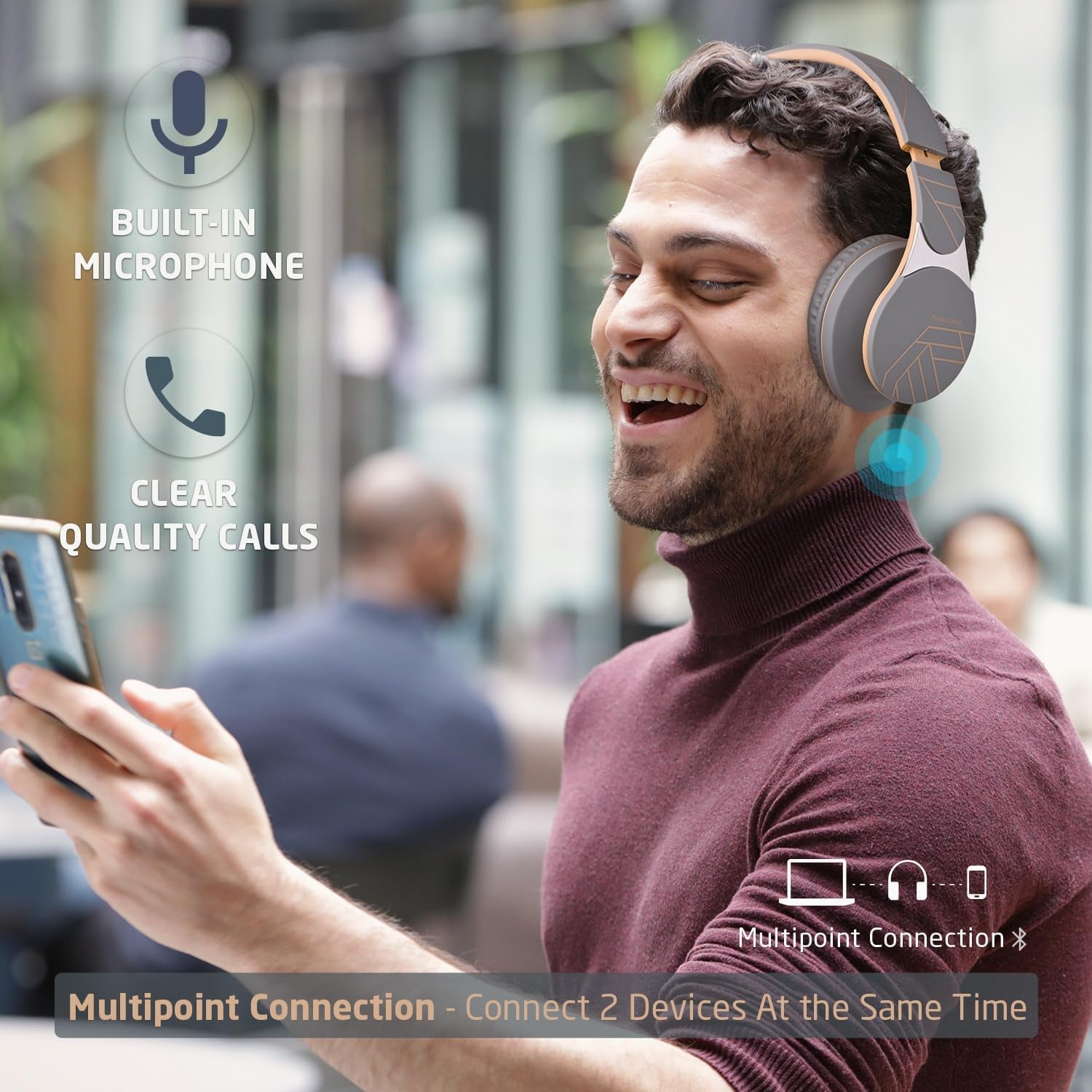 Bluetooth Over-Ear Headphones | 40H Playtime, 4 EQ Modes, Built-in Mic, FM Radio, Micro SD/TF Slot