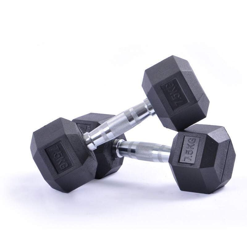 Hex Dumbbells Rubber Encased Cast Iron – Durable Home, Gym, & Office Weights - Domestic Delivery Only