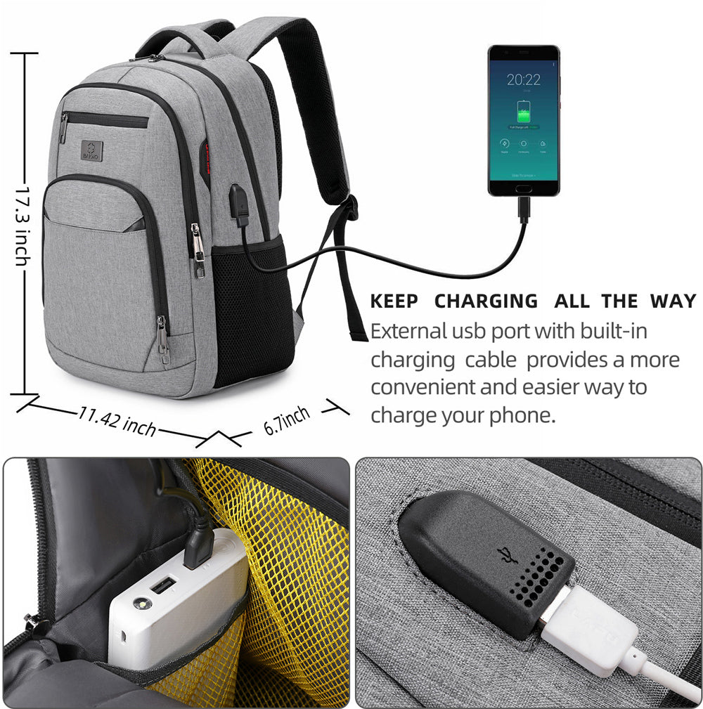 Unisex Laptop Backpack - Anti-Theft, USB Port, Waterproof Travel & Business Bag