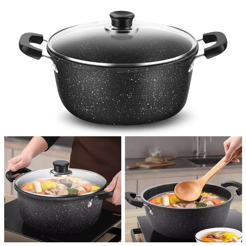 Maifan Stone Soup Pot with Lid | Non-Stick Universal Cookware for Gas & Induction Stoves