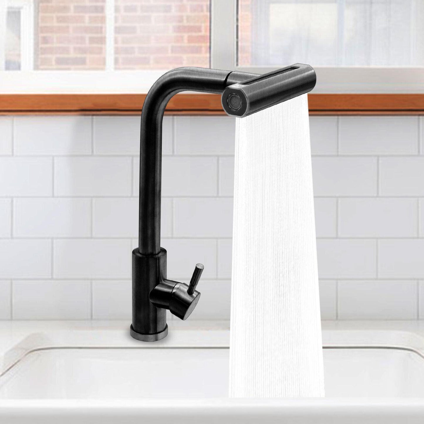 Kitchen Sink Mixer Taps 4 Mode Pull Out Spout Spray Single Lever Modern Mono Tap