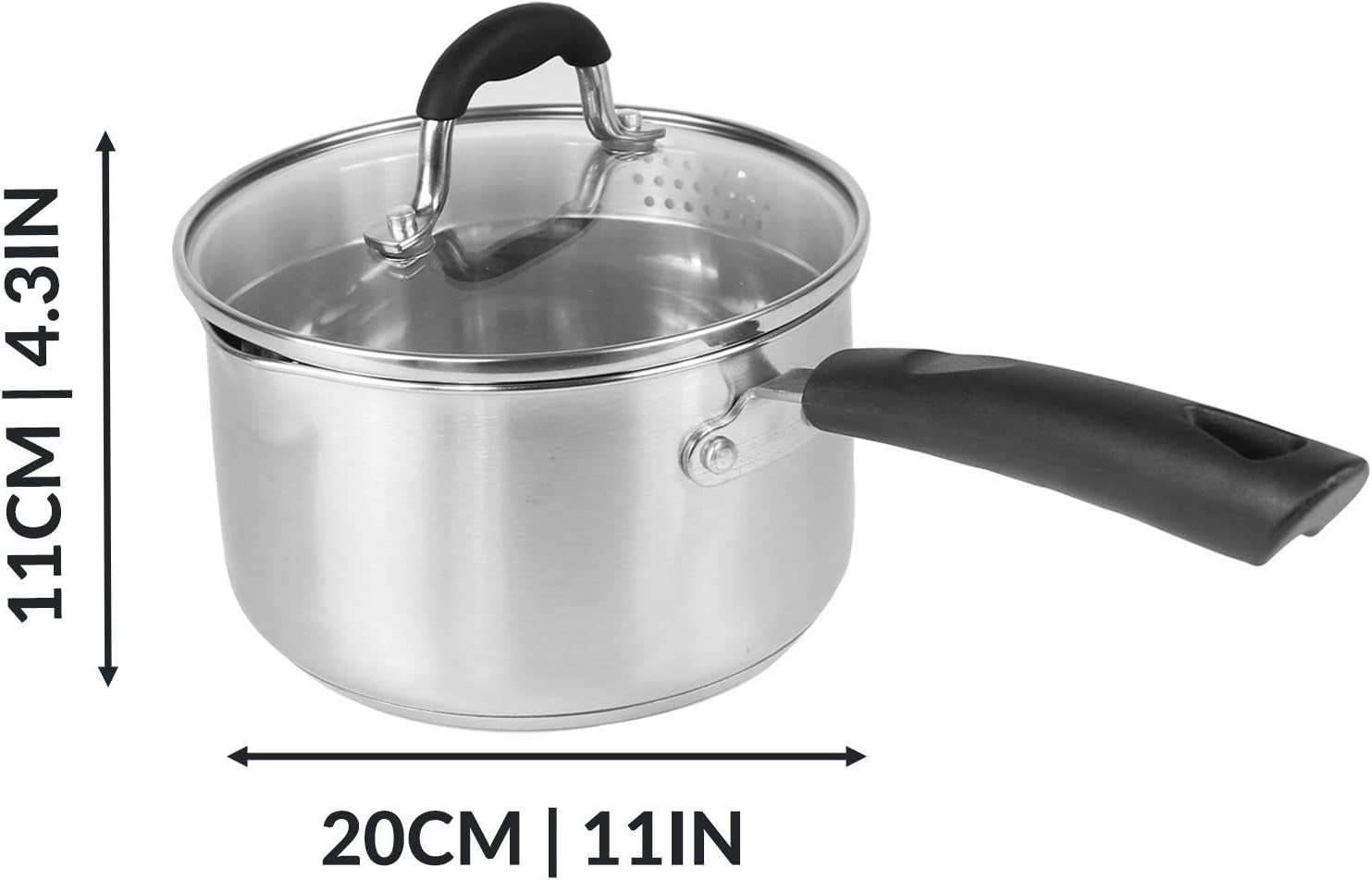 Set of 3 Stainless Steel Saucepans Crockery Dinner Set Boiling Pan Stainless Steel Pans Induction Saucepans Saucepans for Ceramic Hobs | M&W