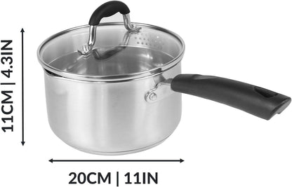 Set of 3 Stainless Steel Saucepans Crockery Dinner Set Boiling Pan Stainless Steel Pans Induction Saucepans Saucepans for Ceramic Hobs | M&W