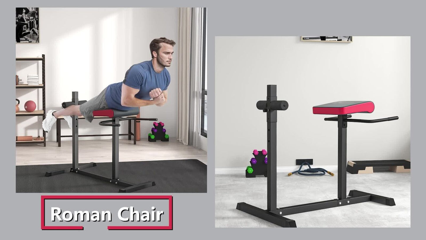 Hyperextension Roman Chair – Adjustable Back, Abs & Glutes Workout Bench - Domestic Delivery Only due to Weight