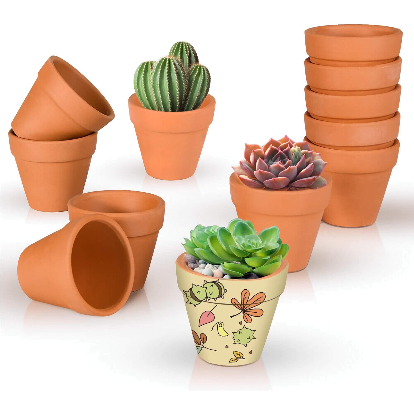 10 Pack Clay Plant Pots Patio Terracotta Pots Flowers Herbs Indoor Outdoor Decor - DynamicDrop Hub